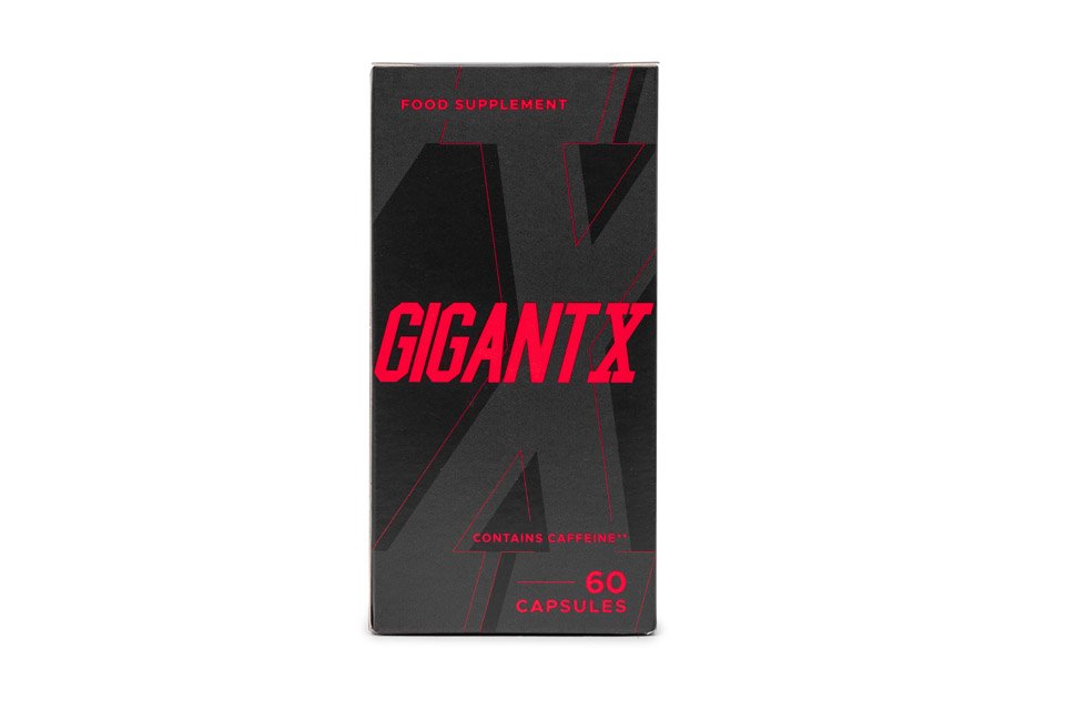 caja de suplemento negra con letras rojas.